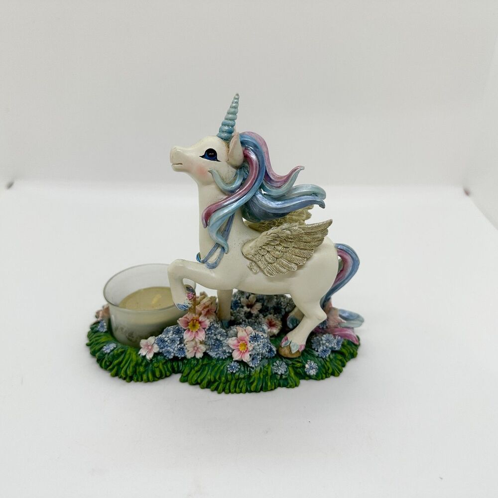Vtg Hamilton Collection Rainbow Dreams Hope Unicorn Candle Holder